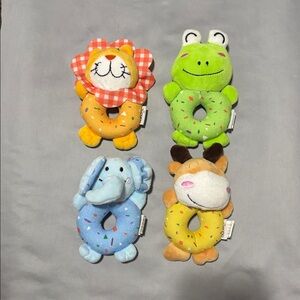 Tumama Baby Soft Rattle Toy Lot – 4 Animal Ring Rattles – Used